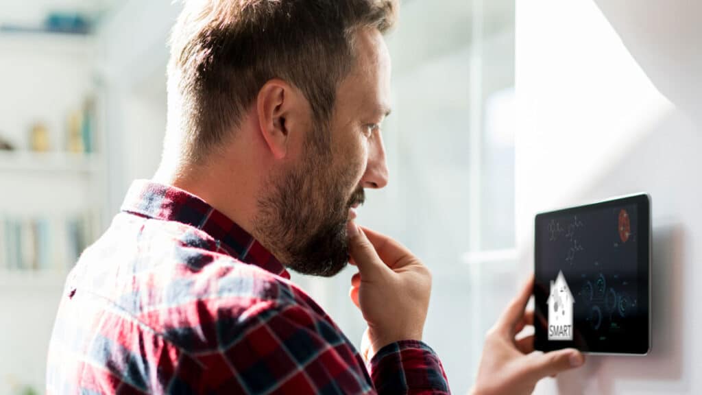 Man using smart home system